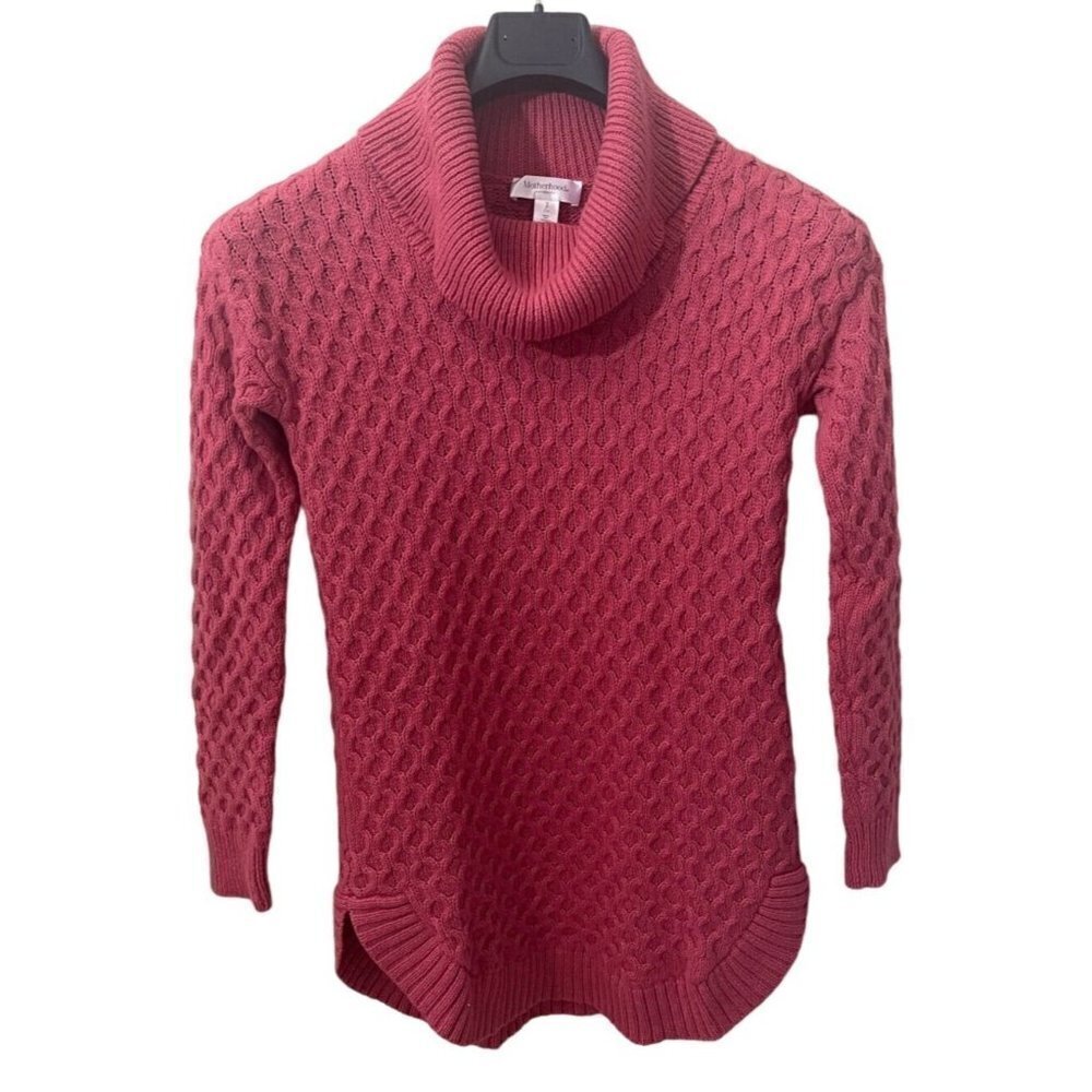 Motherhood Maternity Sweater Cowl Neck Cotton‎ Blend Coral Pink Small